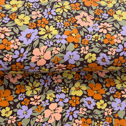 Floraison noir - French Terry imprimé