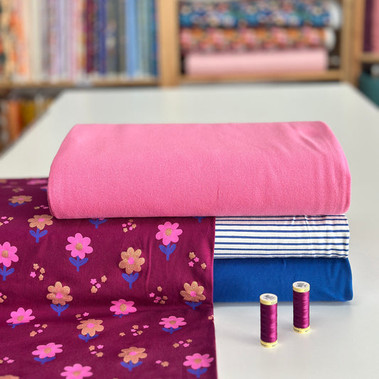 Fleurs brillantes bordeaux - Jersey imprimé