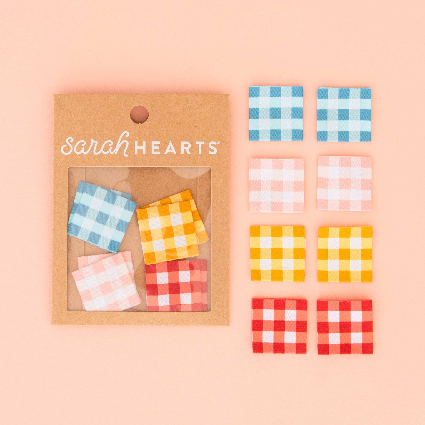 Lot de 8 étiquettes tissées à carreaux vichy pour vêtements et quilts