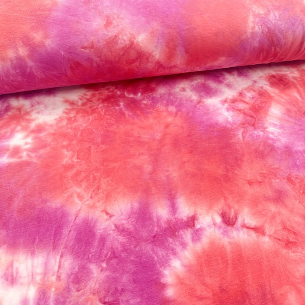 Tie-dye corail - French terry Bambou