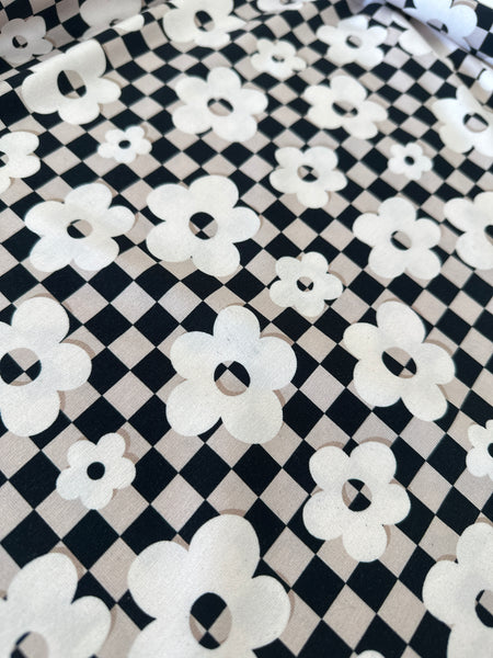 Fleurs et carreaux noir (légers défauts) - NON NON OUI - Jersey imprimé