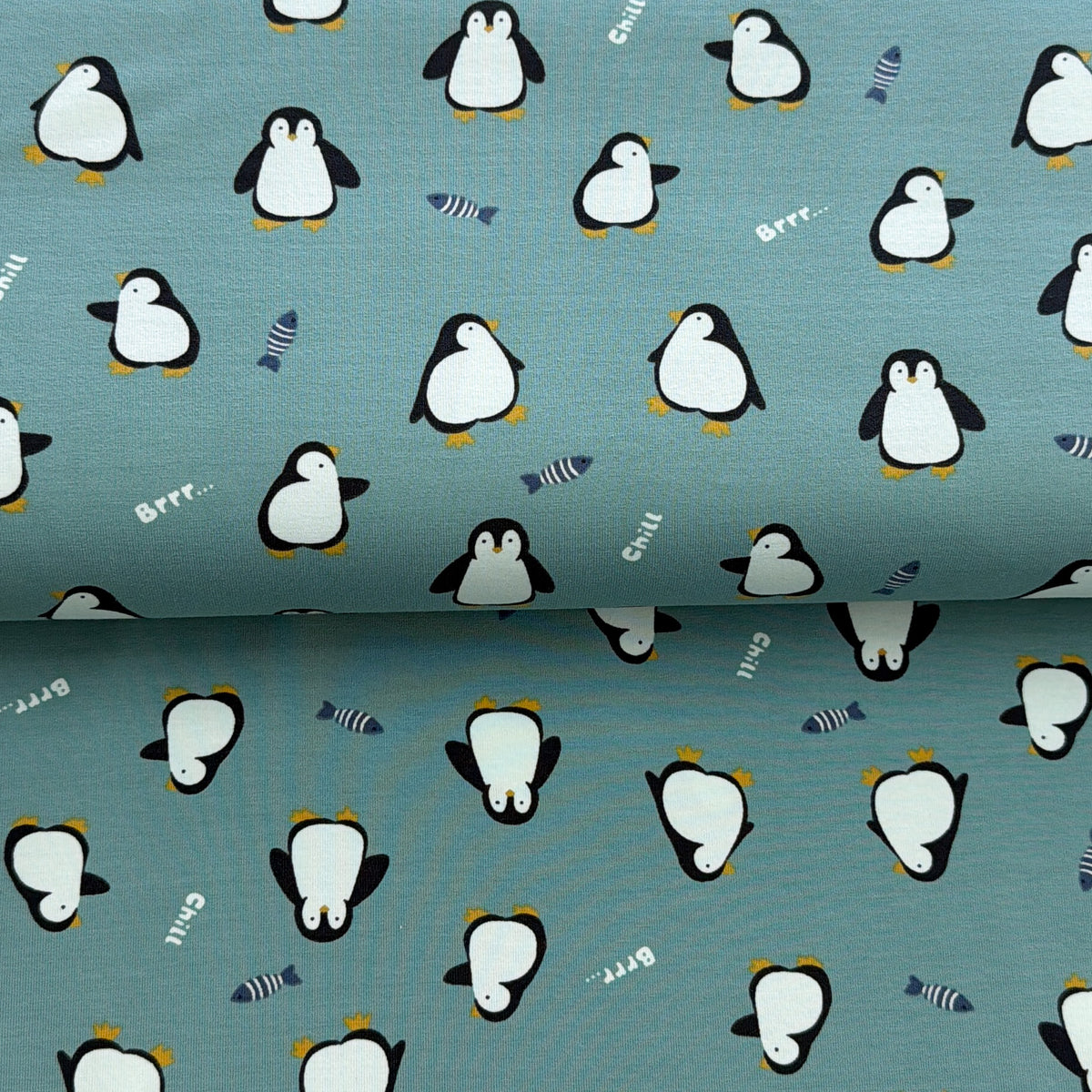 Pingouins sauge - Jersey imprimé