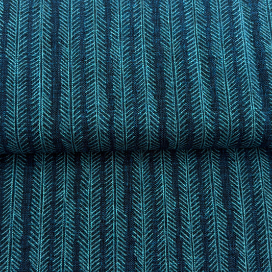 Lignes sapinées pétrole - Figo Fabrics - Coton courtepointe imprimé