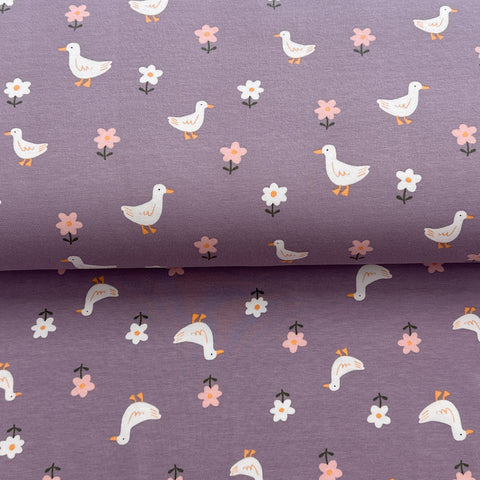 Canards mauve - Jersey imprimé biologique