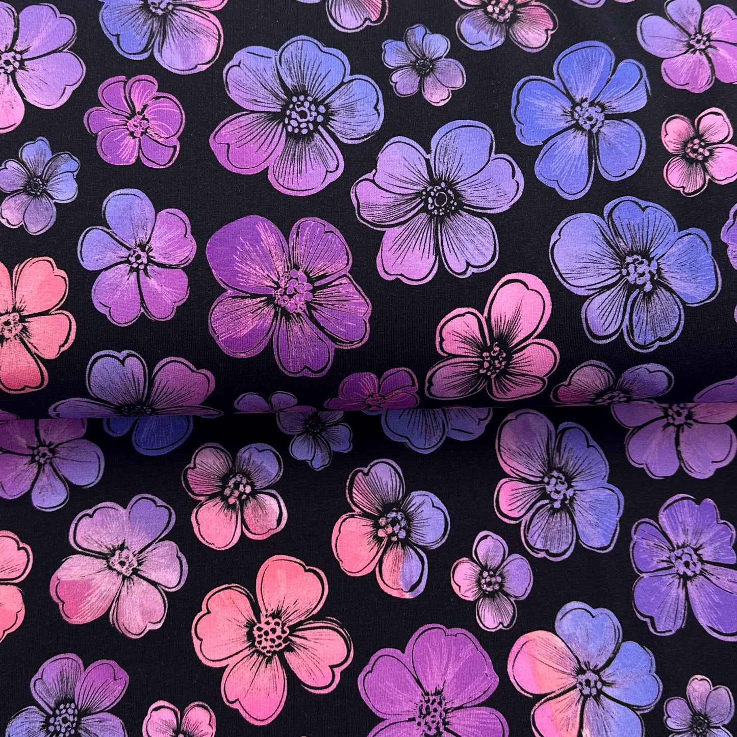 Vitalité mauve corail - French Terry imprimé digital