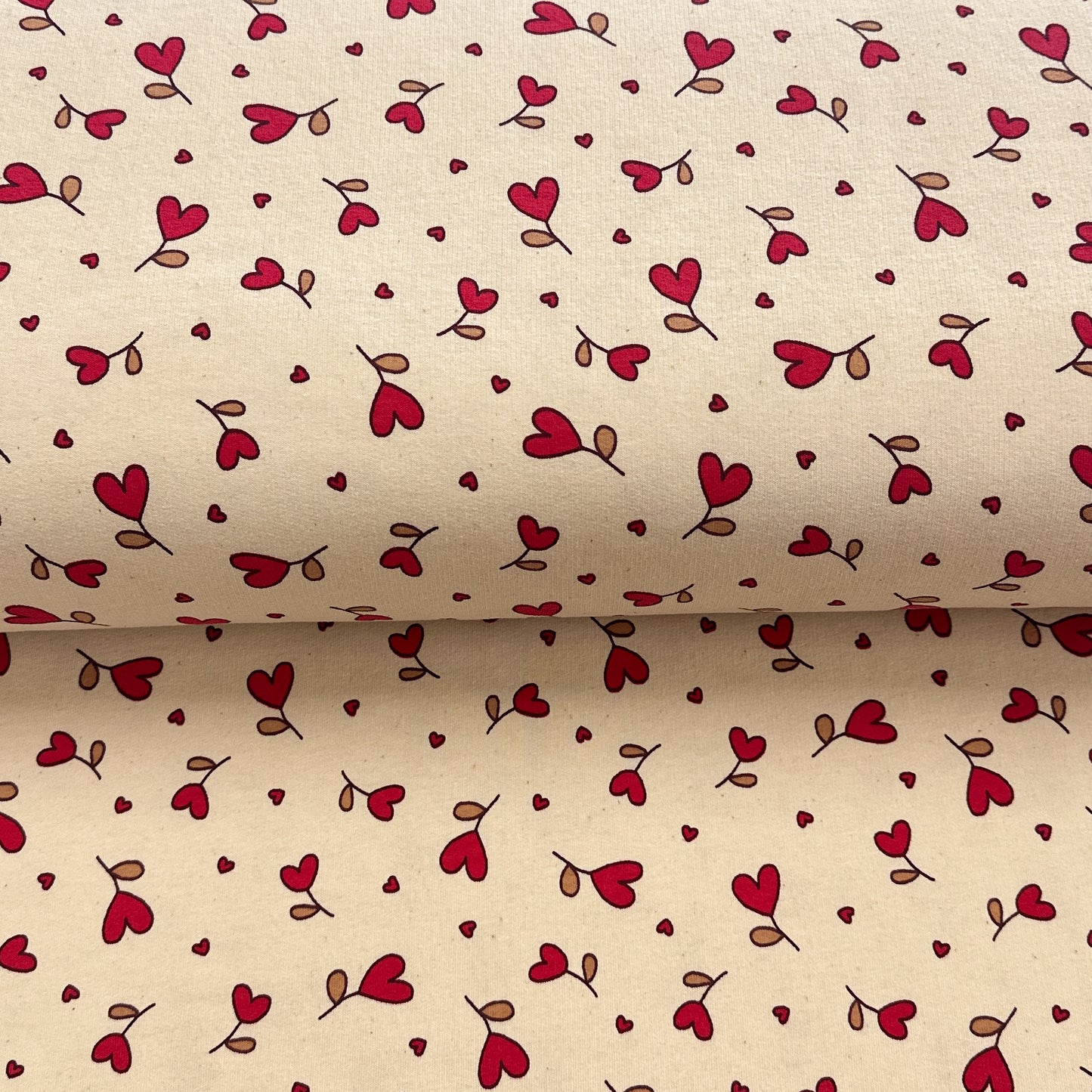 Coeurs Rouge - French Terry brossé imprimé