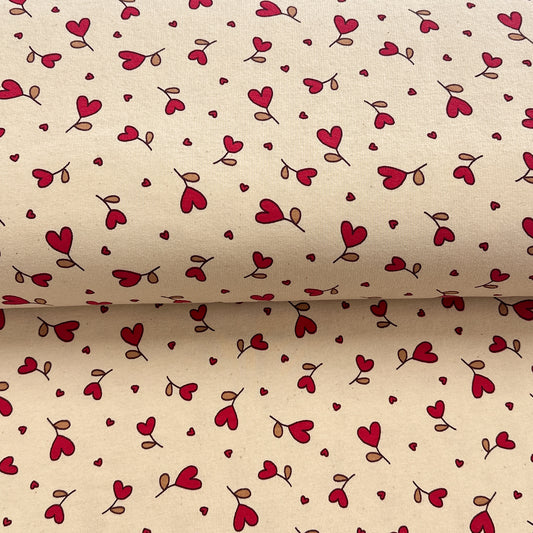 Coeurs Rouge - French Terry brossé imprimé