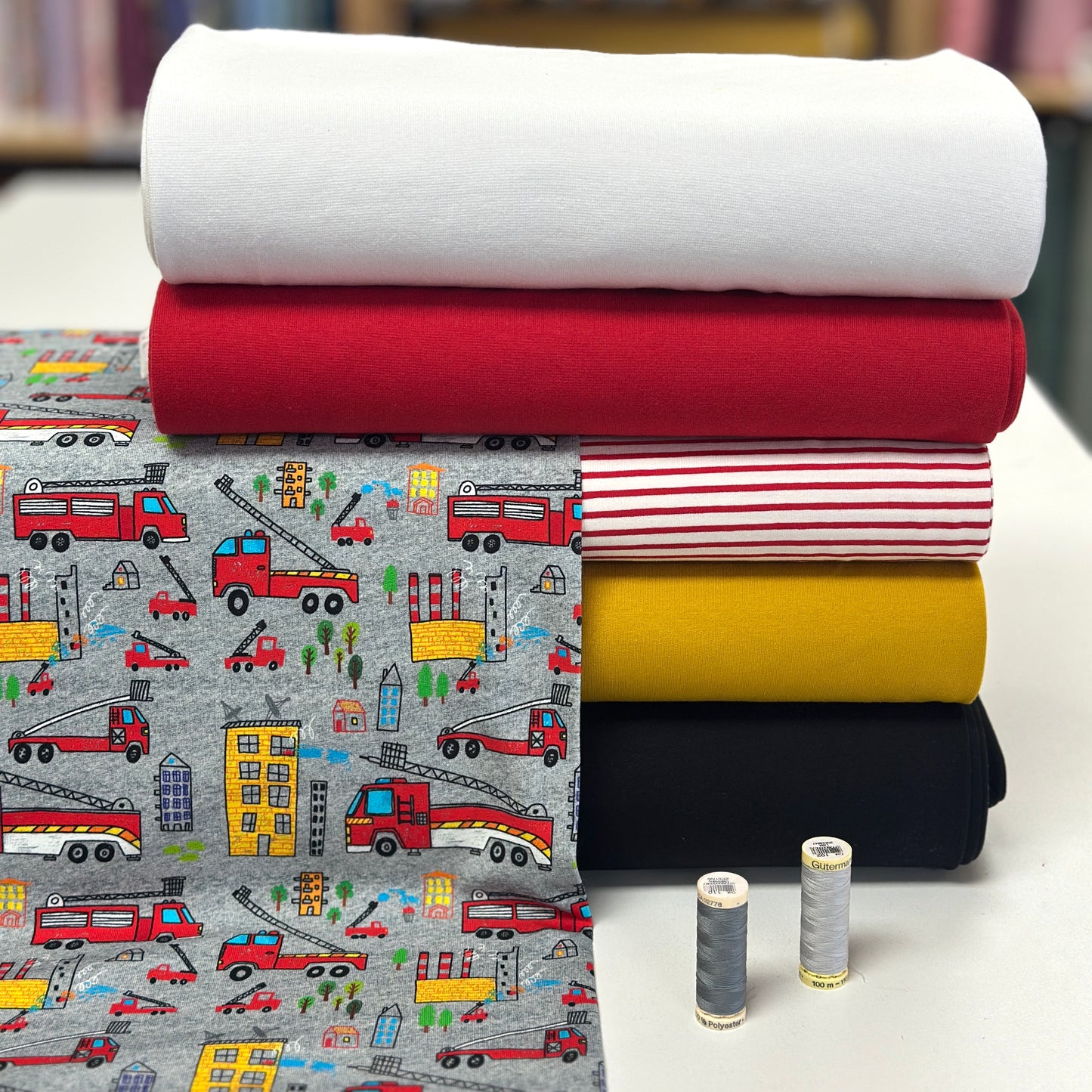 Au feu les pompiers - French Terry brossé imprimé