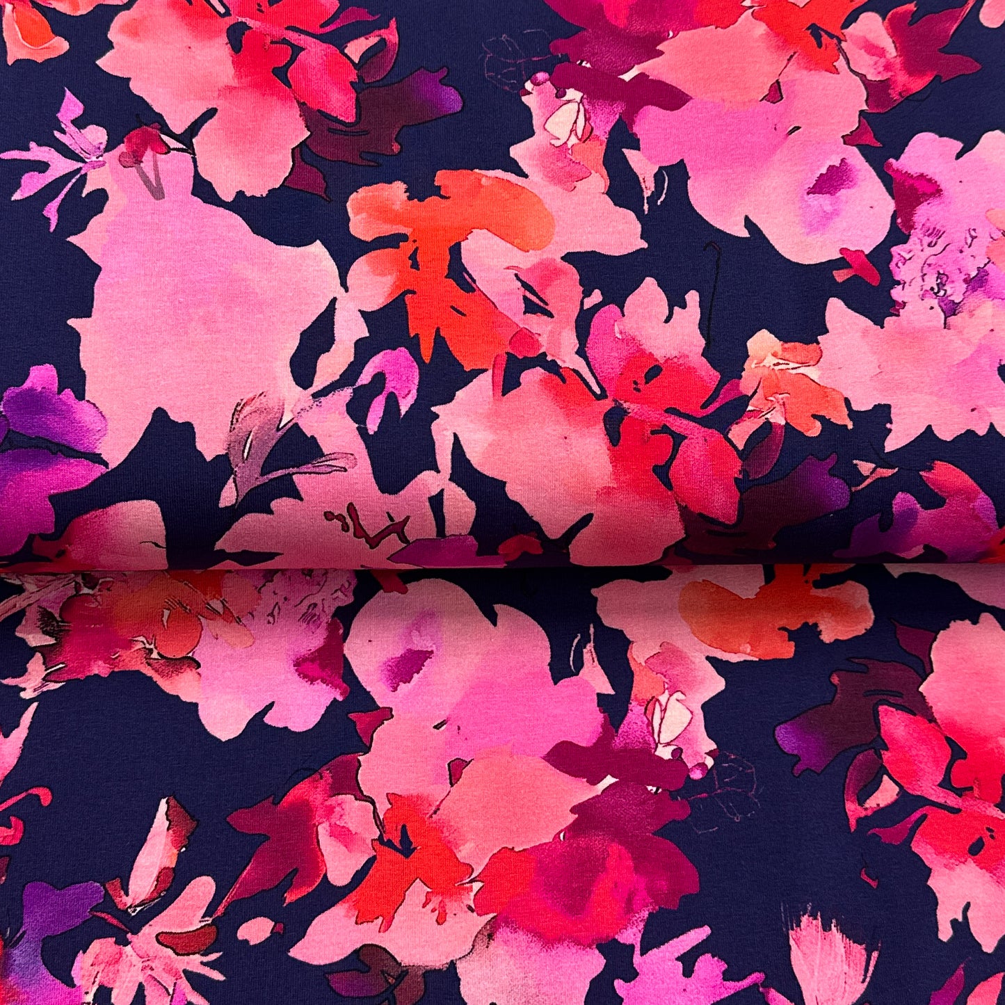 Fleurs marine - Jersey imprimé digital