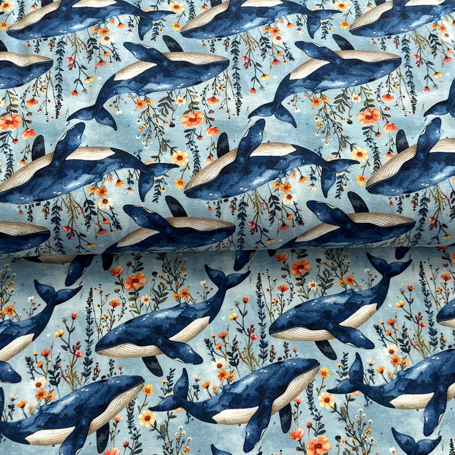 Baleines bleues - NON NON OUI - Jersey imprimé