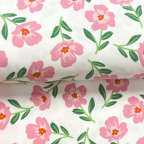 Bonheur écru - Coton ouaté extensible imprimé
