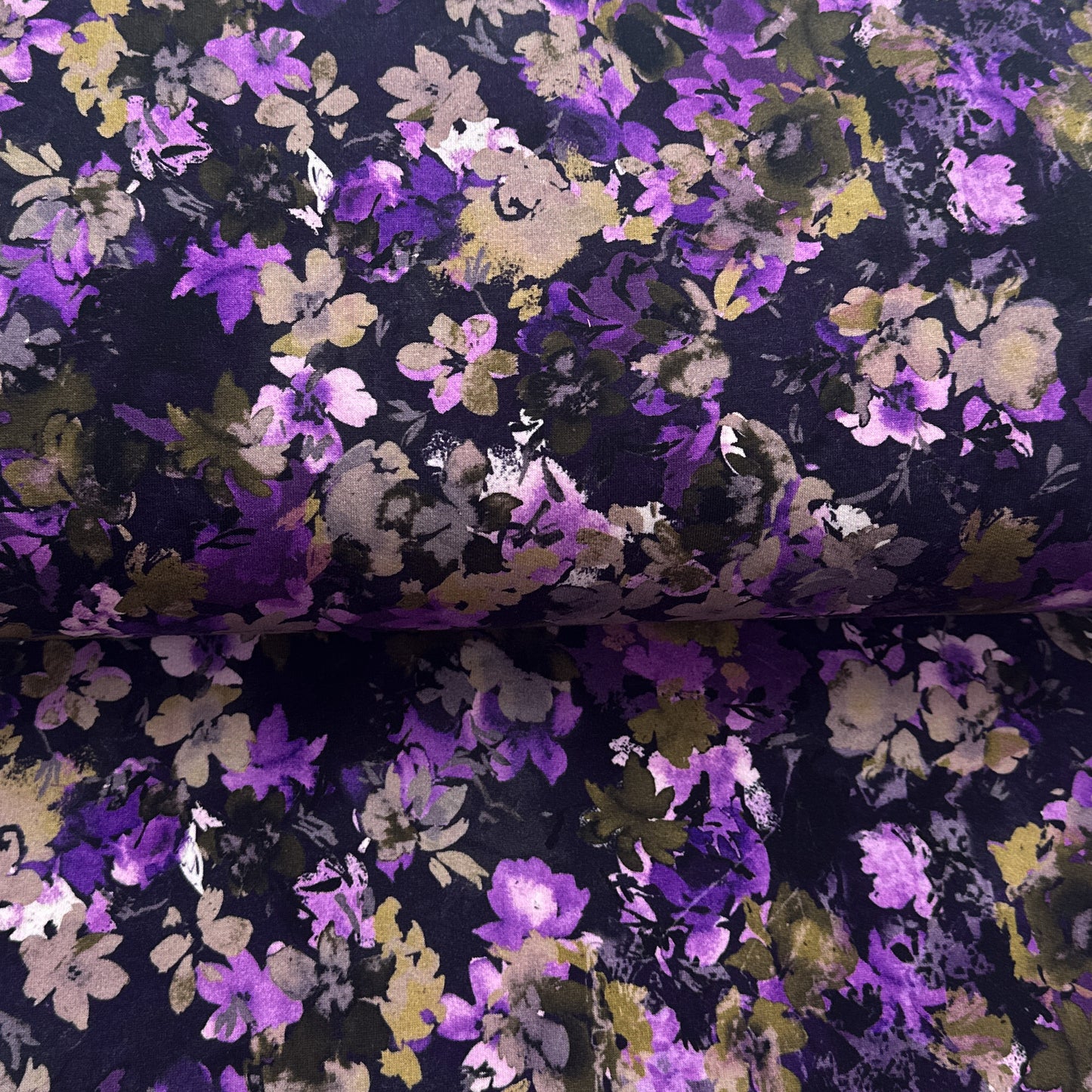 Aquarelle violet - French Terry brossé imprimé digital