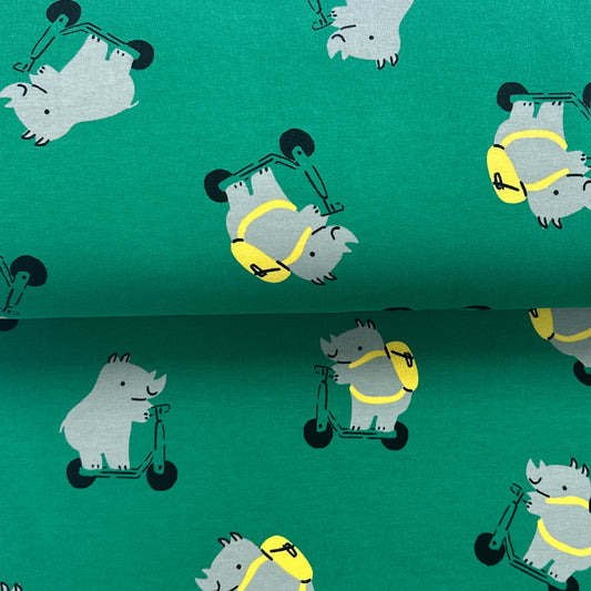 Rhinos - Coton ouaté extensible imprimé