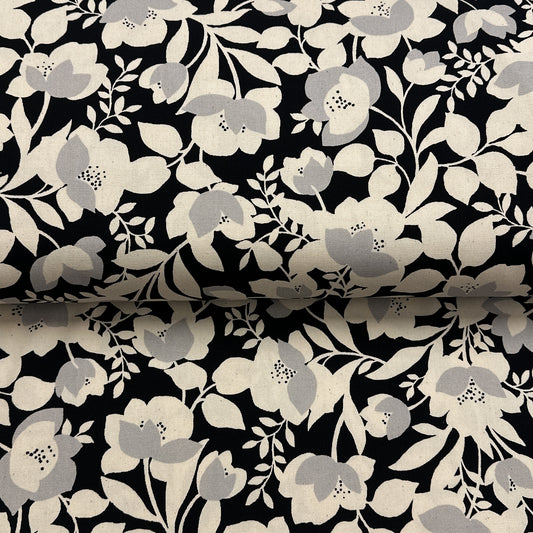 En fleurs noir - Canevas imprimé