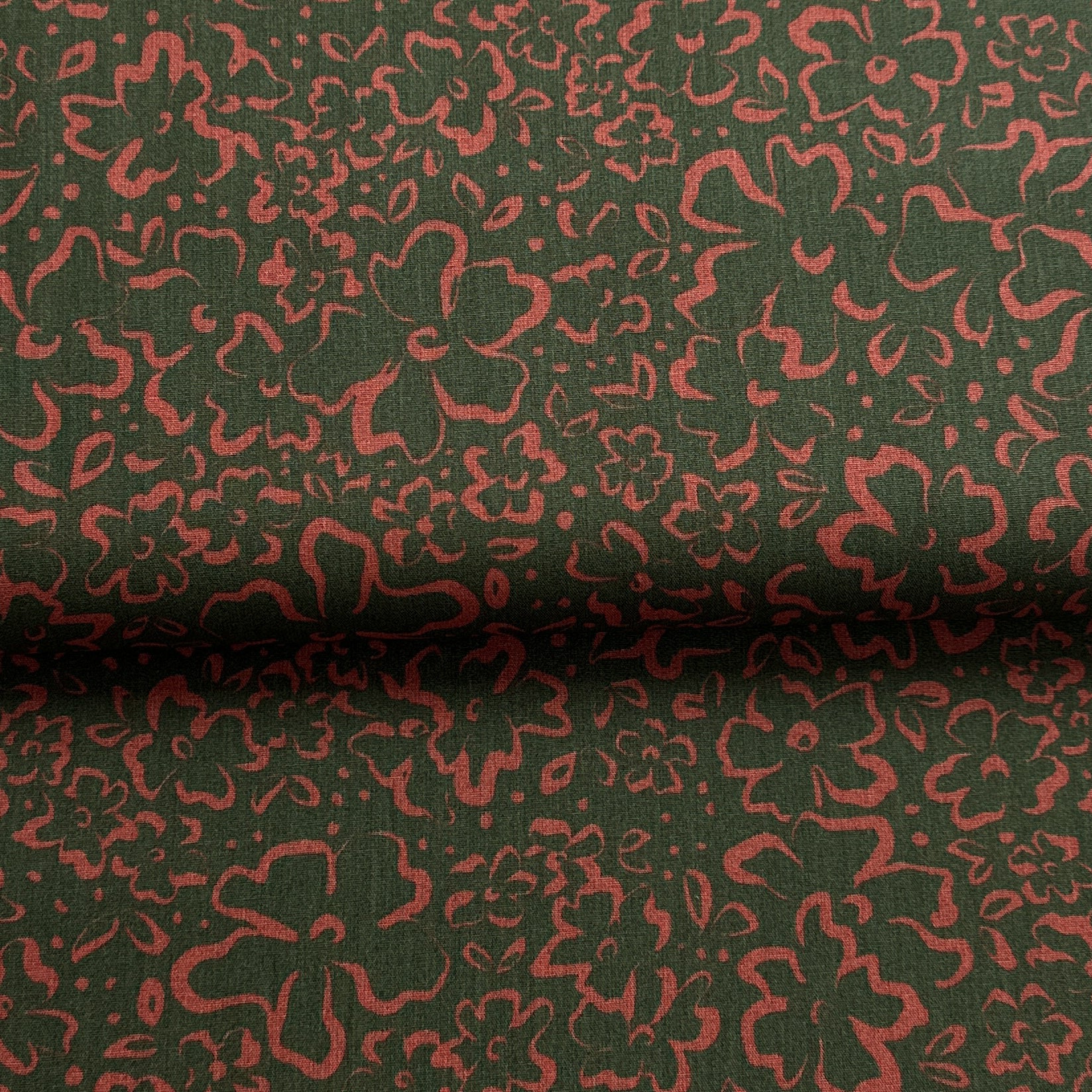 Fleurs sauvages vert - Popeline imprimée