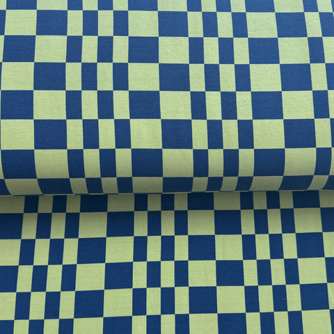 Carreaux cool vert/bleu  - Jersey imprimé