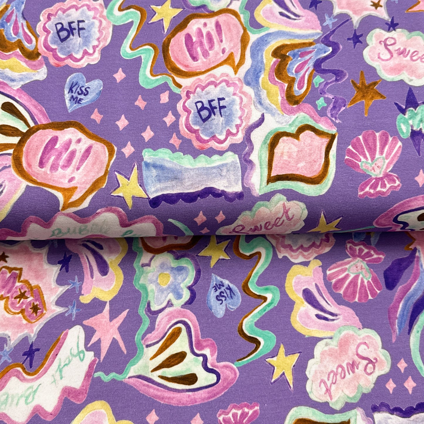 Coquillages mauve - Jersey imprimé digital