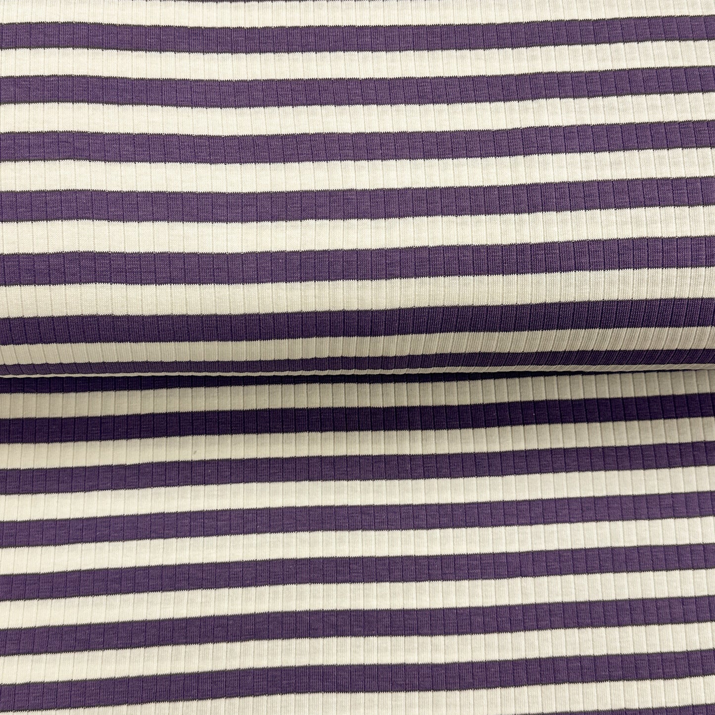 Ligné raisin/ecru - Printed ribbed jersey