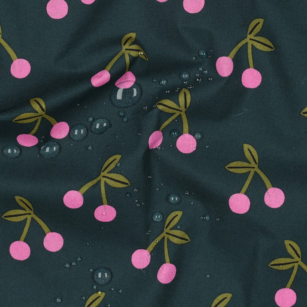 Cerises vert - Coton enduit