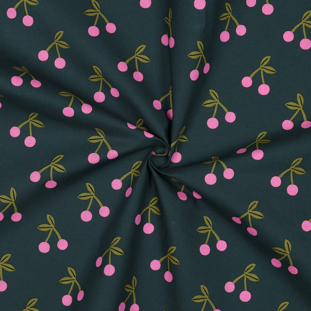 Cerises vert - Coton enduit