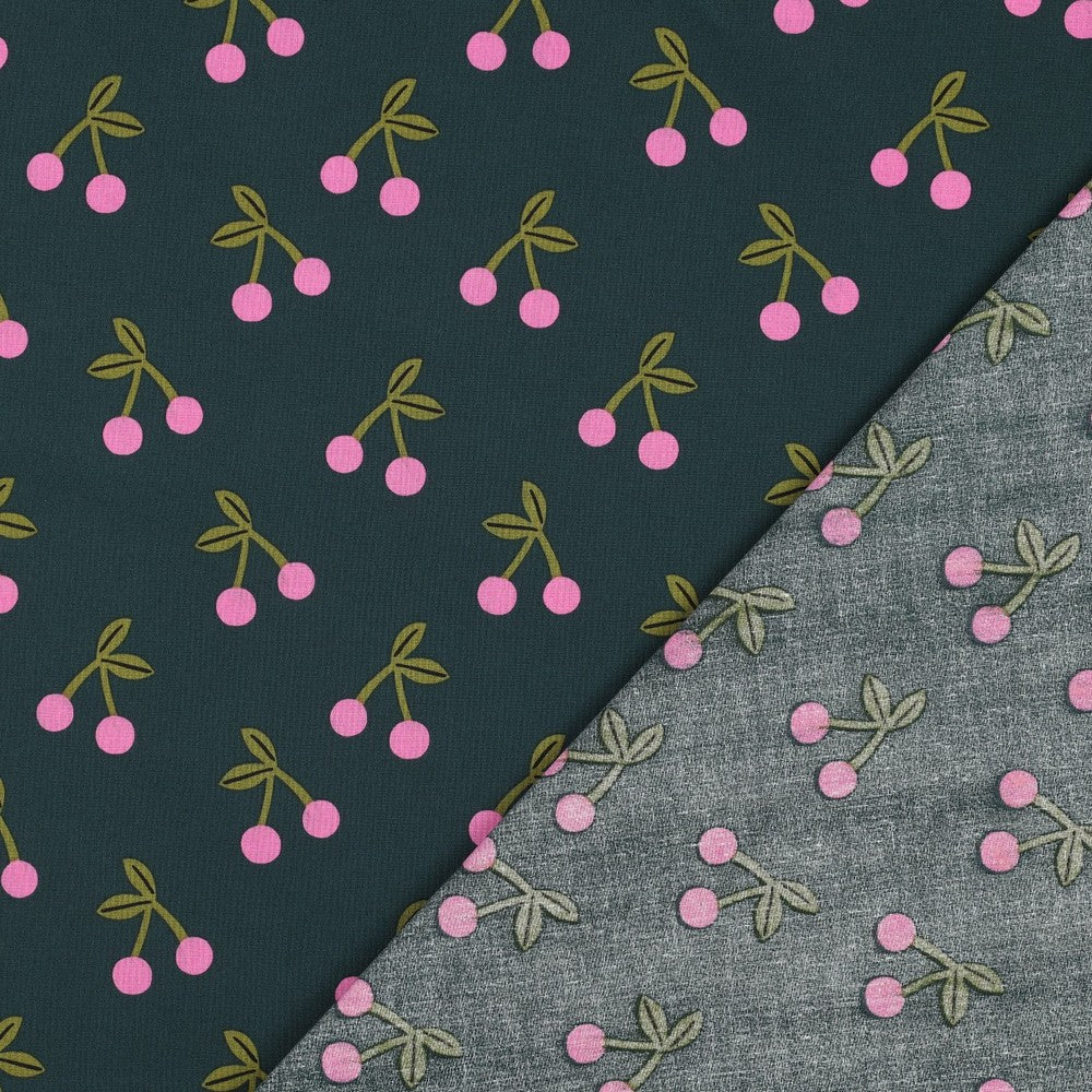 Cerises vert - Coton enduit