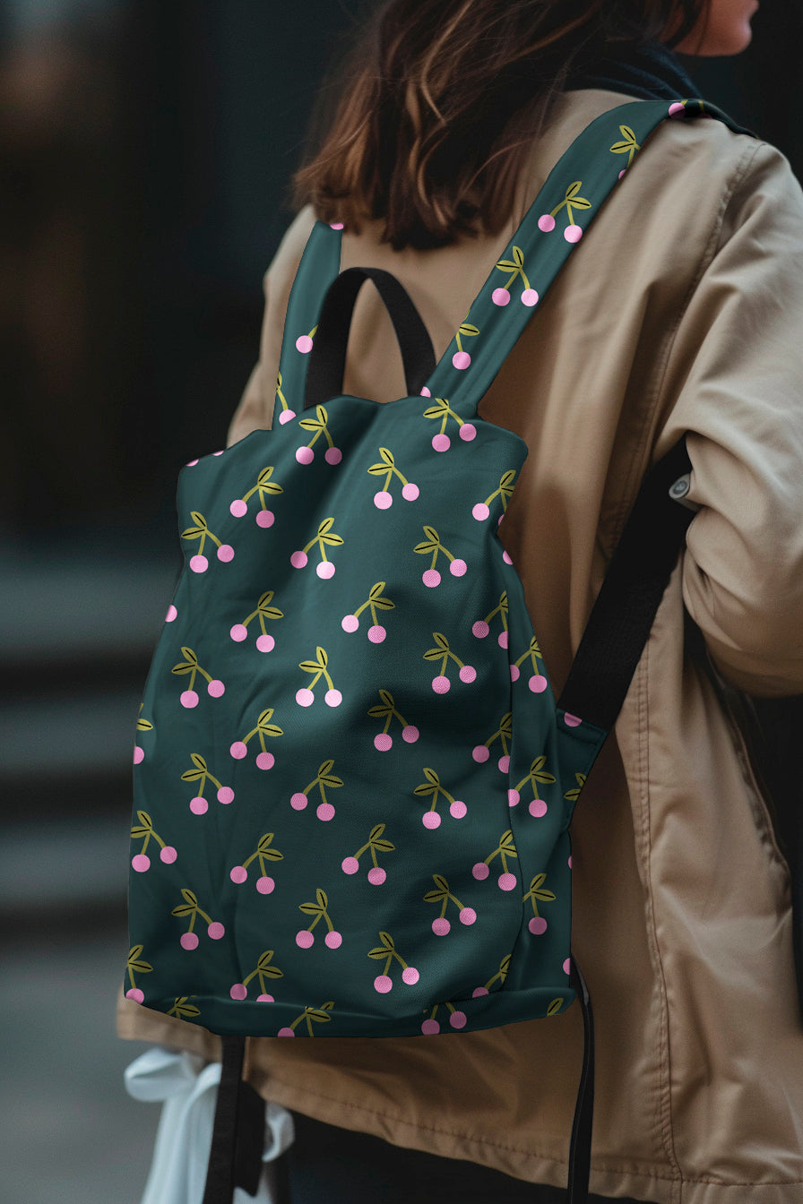 Cerises vert - Coton enduit