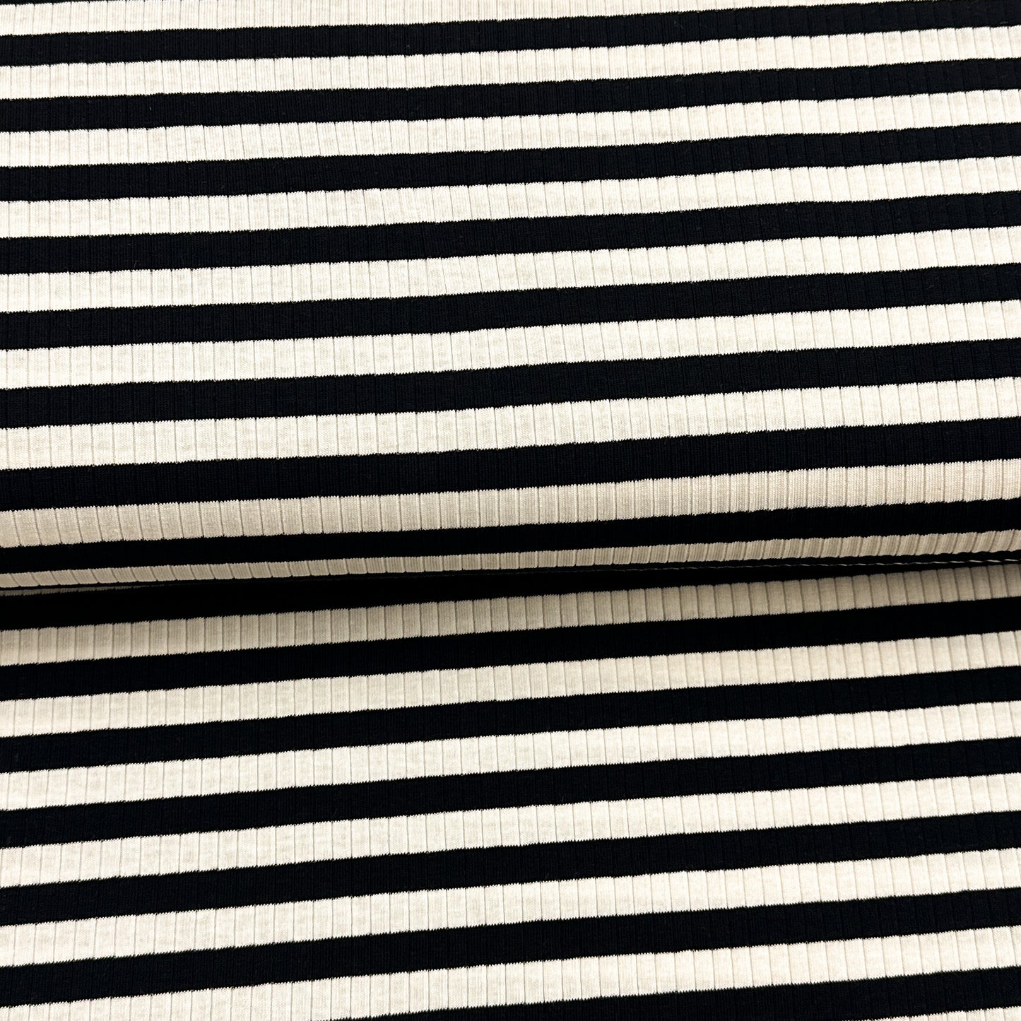Ligné noir/écru - Printed ribbed jersey