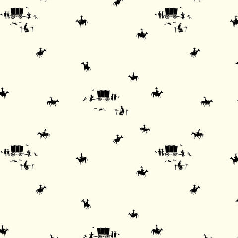 Fin de rouleau 25 cm - Chevaux et buggie - Birch Fabrics- Popeline imprimée biologique