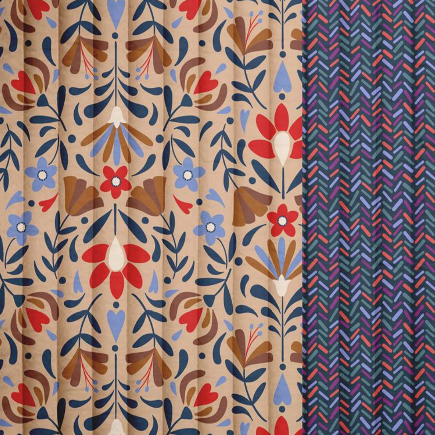 Fin de rouleau 91 cm - Lafleur - Coton matelassé vertical réversible