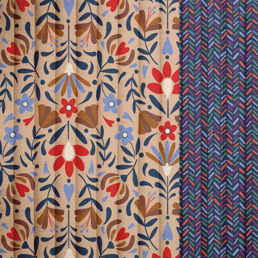 Fin de rouleau 91 cm - Lafleur - Coton matelassé vertical réversible