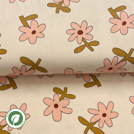 Fleurs enfantines naturel - Jennifer Bouron - Jersey imprimé biologique