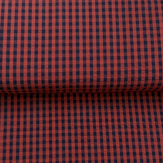 Brick Red Checks - Seersucker