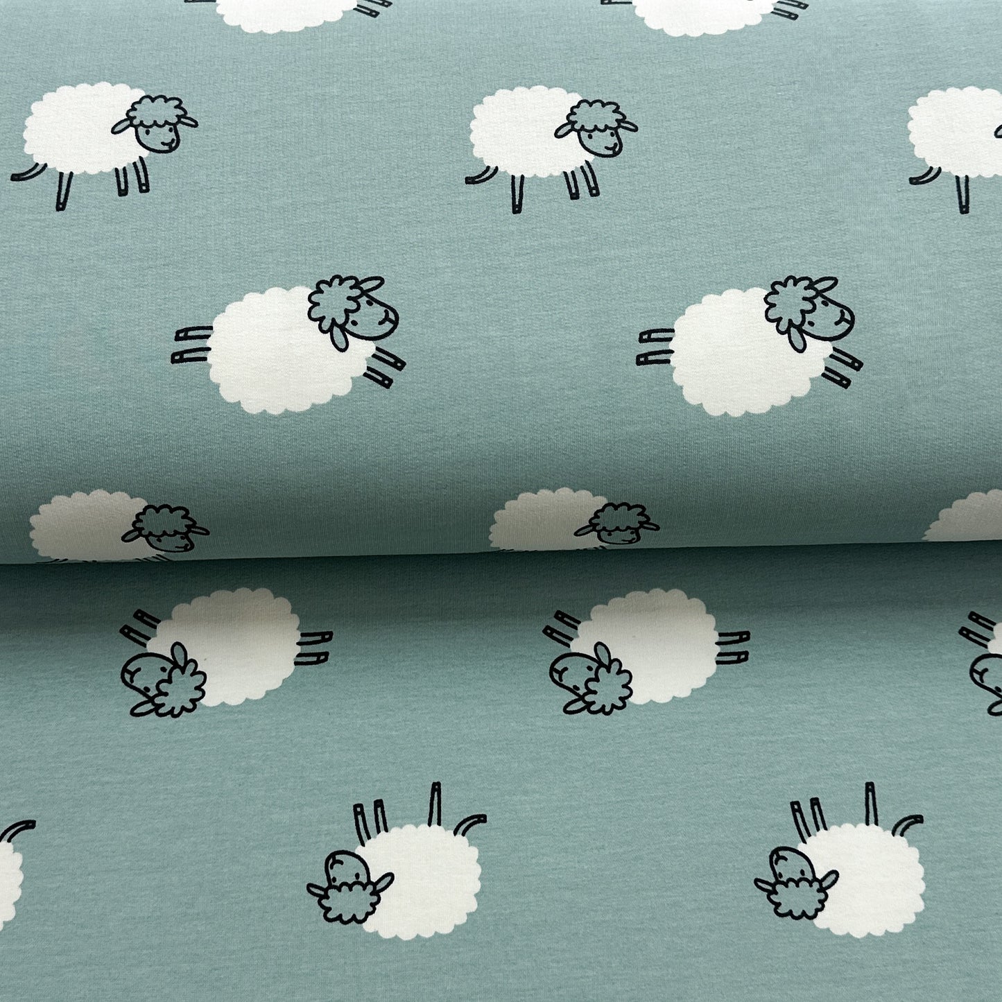 Moutons bleu-vert - French Terry imprimé