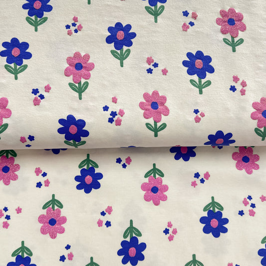 Fleurs brillantes écru - Jersey imprimé