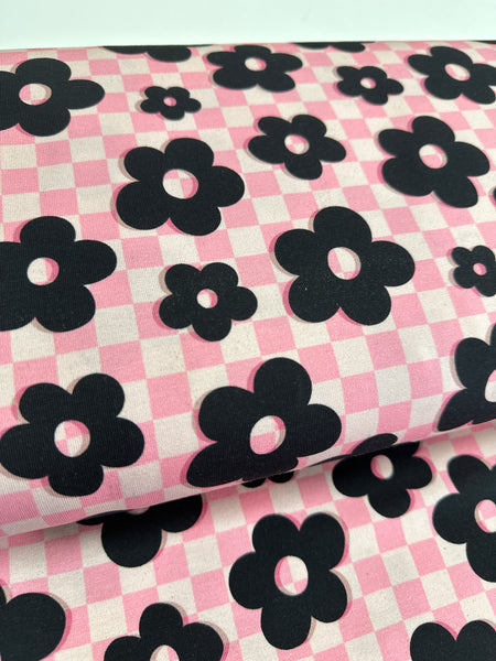 Fleurs et carreaux rose (légers défauts) - NON NON OUI - Jersey imprimé