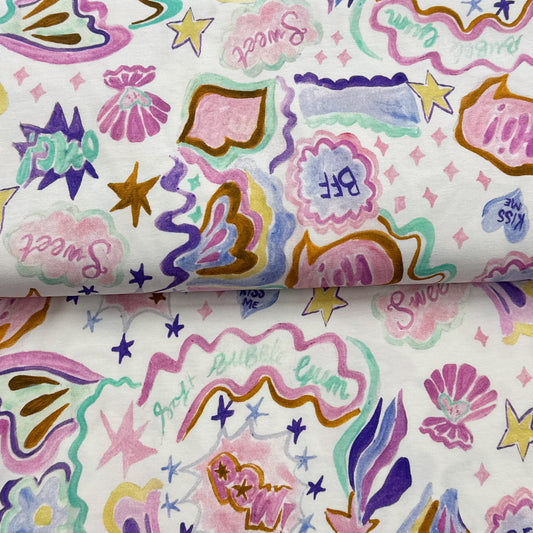 Coquillages blanc - Jersey imprimé digital