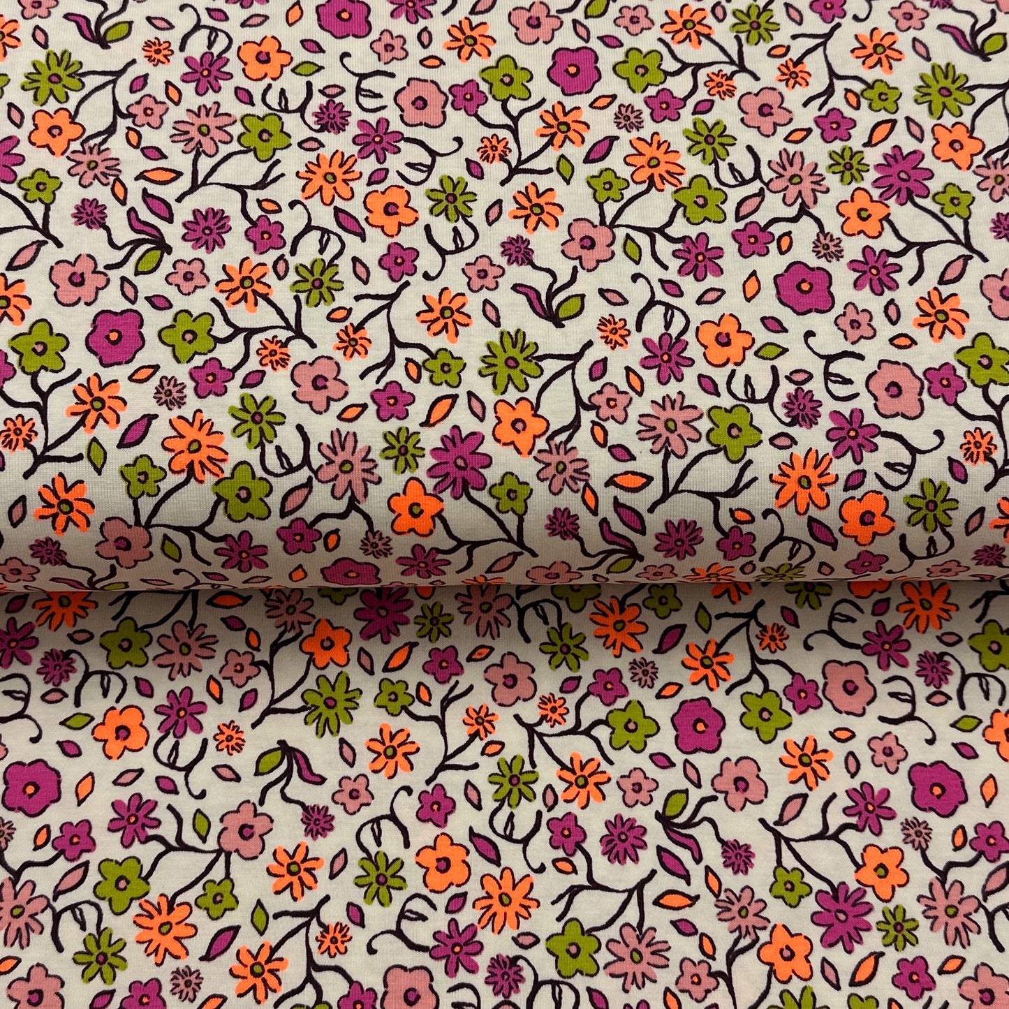 Fleurs néon - Jersey imprimé