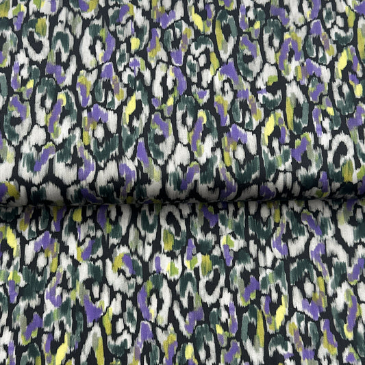 Motif animalier vert - Satin de coton