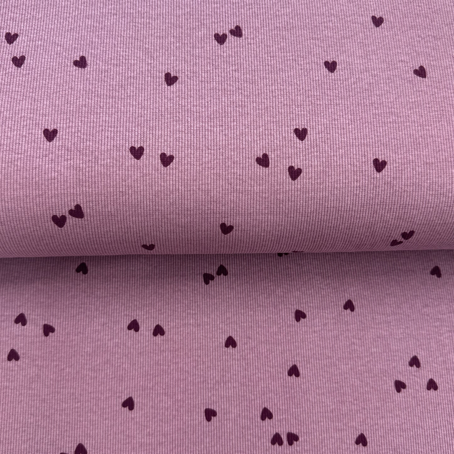 Coeurs d'amour - Jersey côtelé imprimé