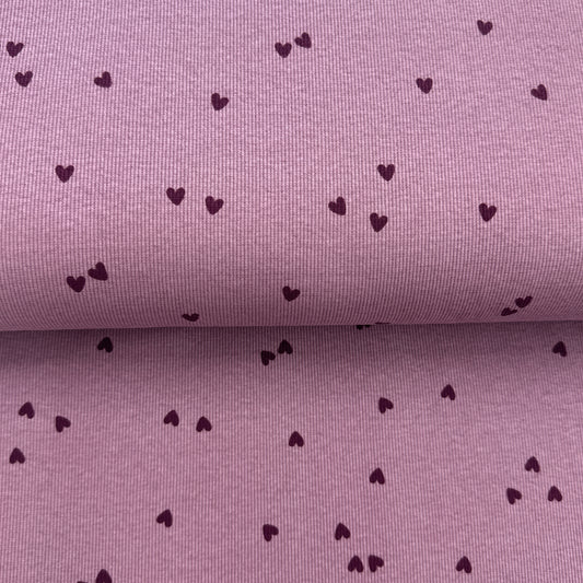 Coeurs d'amour - Jersey côtelé imprimé