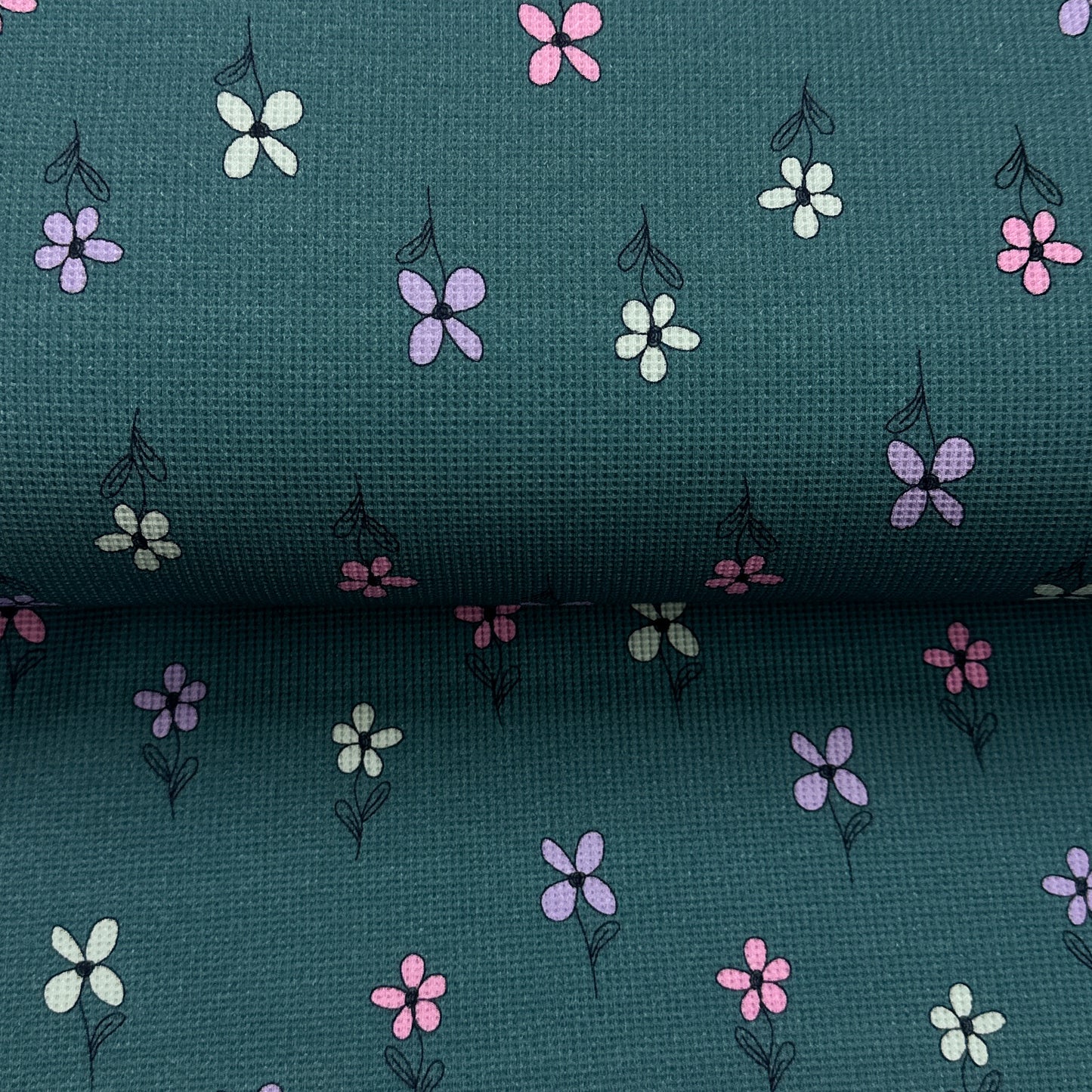 Expressives pétrole - Jersey gaufré imprimé