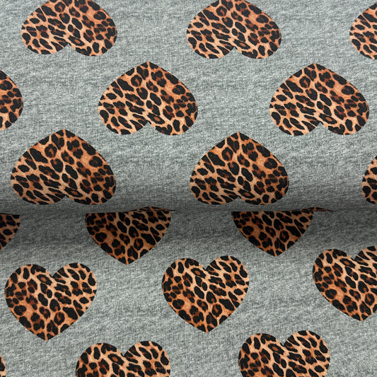 Coeurs de léopard - French Terry brossé imprimé