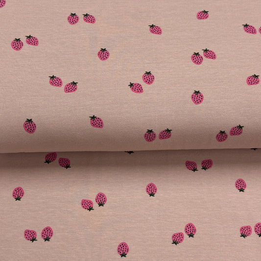 Minis fraises - Jersey imprimé biologique