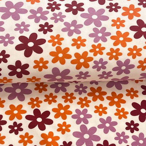 Petites fleurs écru - Coton ouaté extensible imprimé