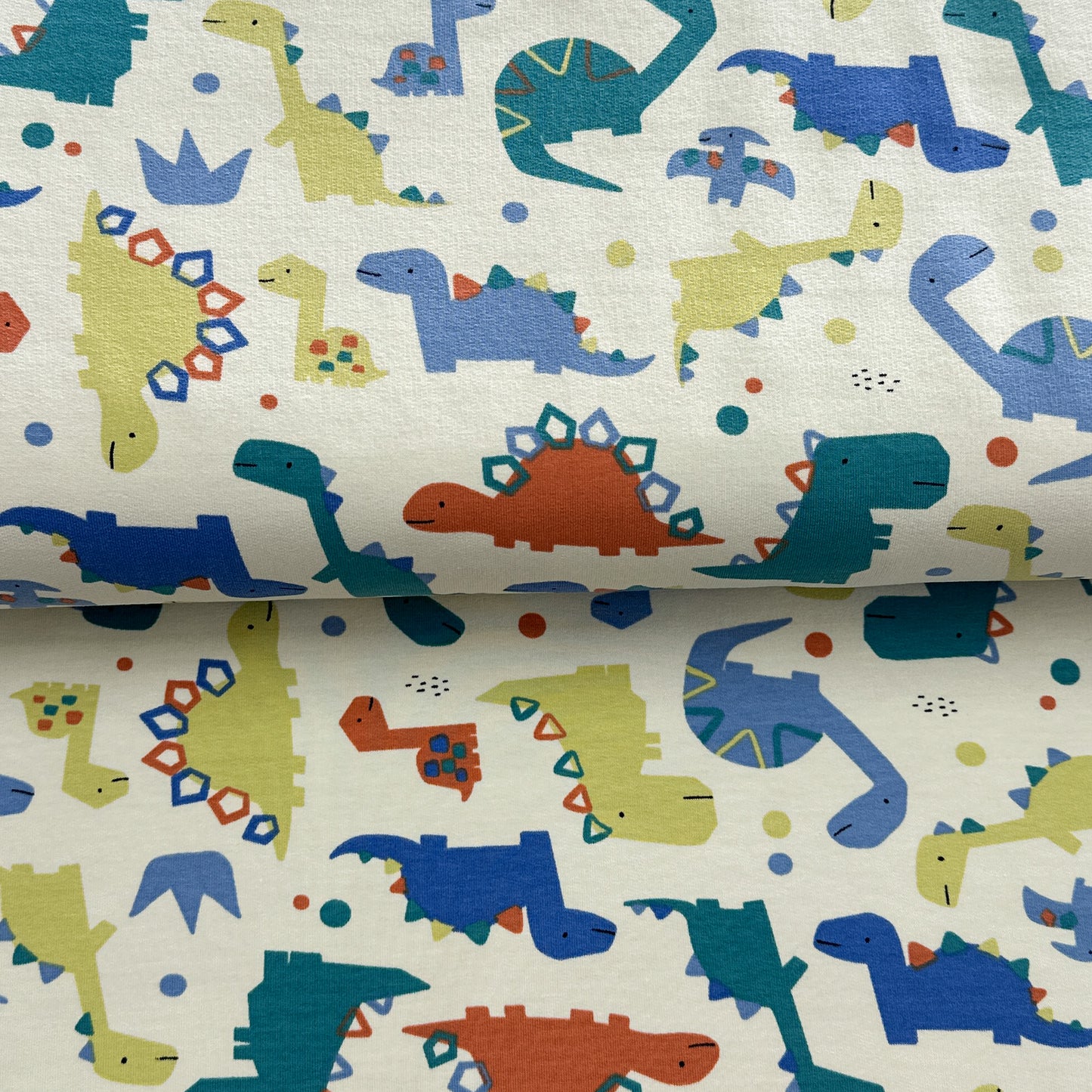 Dinos mignons écru - French Terry imprimé