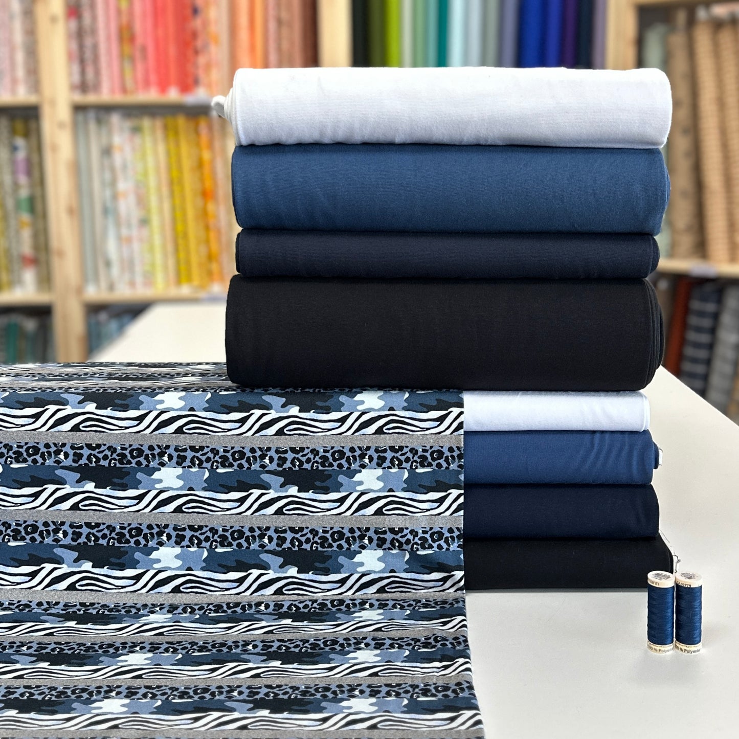 Blue striped patterns - Printed jersey