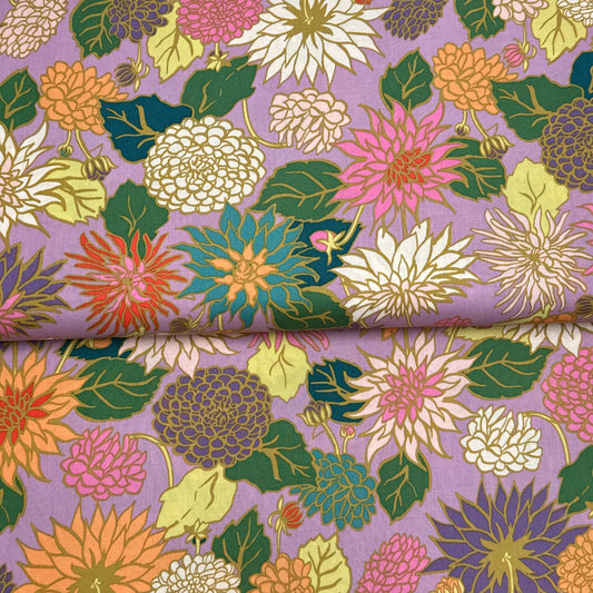 Dahlia love lilas - Monaluna - Organic printed poplin