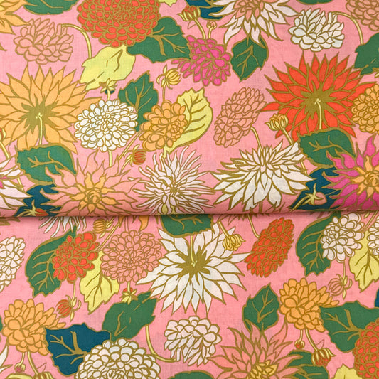 Dahlia love petal - Monaluna - Organic printed poplin