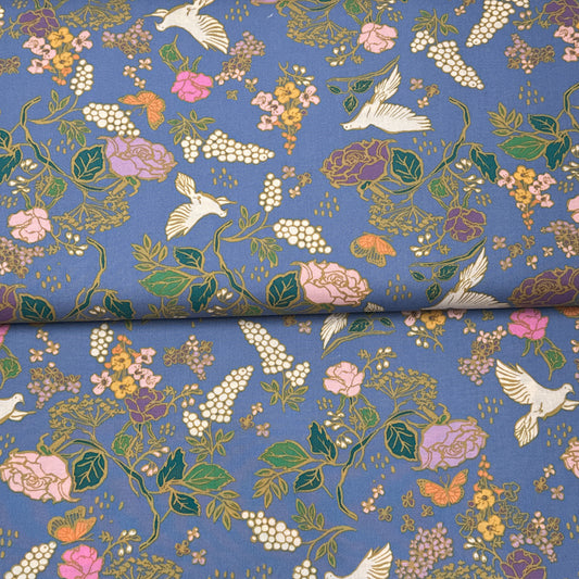 In the Garden lavender - Monaluna - Organic printed poplin