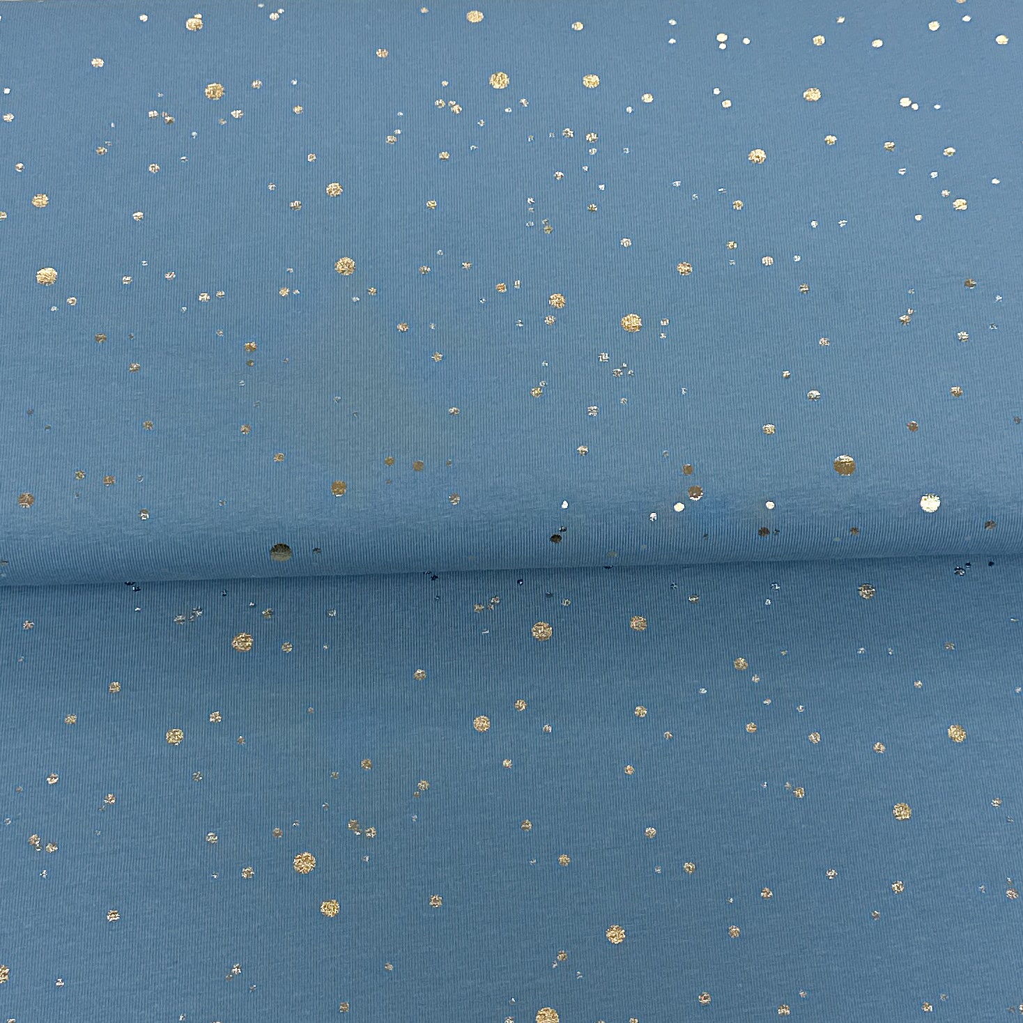 Pois or bleu pâle - Jersey imprimé